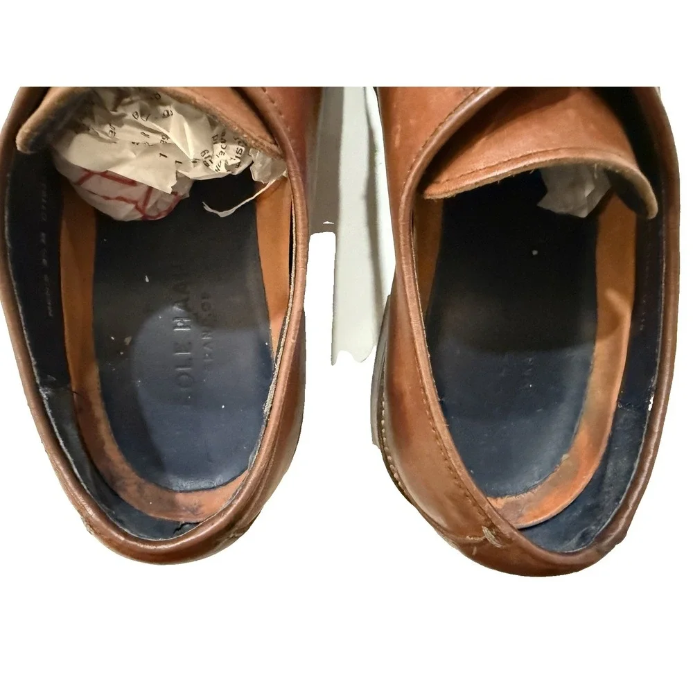 Cole Haan Oxford Dress Shoes Mens 9.5 Brown‎ Leather Cap Toe Preppy Dadcore